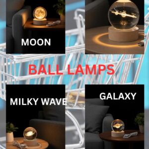3D Crystal Ball Night Light | K10 Crystal Engraved LED Lamp with Wooden Base & USB Cable | Home Décor, Kids Bedroom Light & Birthday Gift