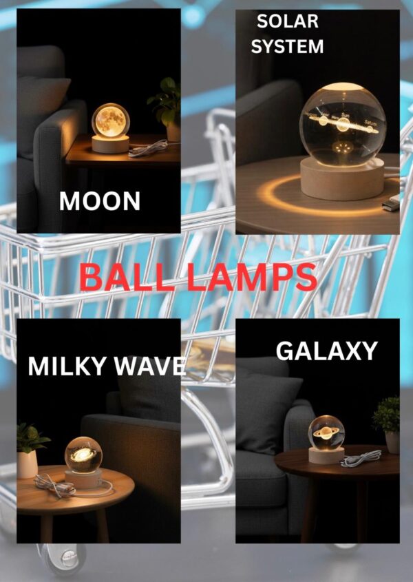 3D Crystal Ball Night Light | K10 Crystal Engraved LED Lamp with Wooden Base & USB Cable | Home Décor, Kids Bedroom Light & Birthday Gift