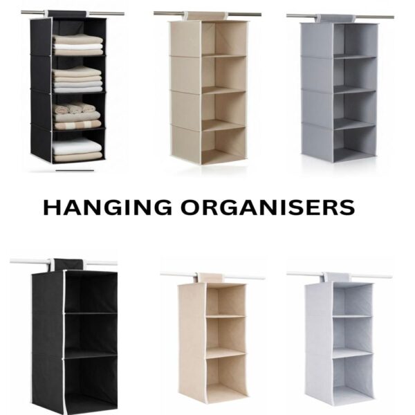 Shelf Closet Hanging Organizer – Durable Non-Woven Fabric Wardrobe Shelf with Engineered Wood, Collapsible Hanging Storage for Clothes & Accessories