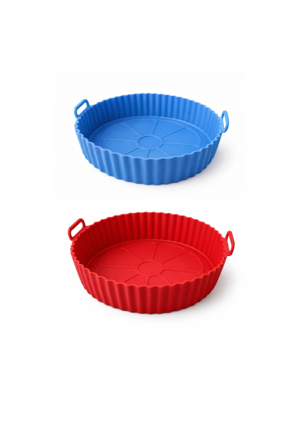 2PCS Silicone Air Fryer Liners 8 Inch Round Reusable Non-Stick Heat Resistant Air Fryer Basket Tray with Handles for Oven Microwave Baking Cooking Accessories