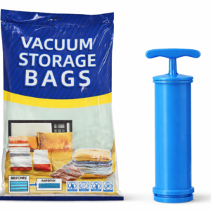 Vacuum Storage Bags with Hand Pump, 5 Pack Space Saver Compression Bags for Clothes, Blankets & Travel, Airtight Reusable Vacuum Seal Bags in Multiple Sizes